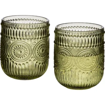 Sklenice Sada 4 ks sklenic ELISE 260 ml olivově zelená