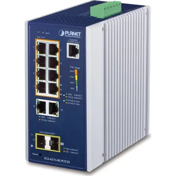 Switch IGS-4215-8UP2T2S Průmyslový switch, L2/L4, 10×GLAN, 8×PoE++, 2×SFP, konzolový RJ-45, podpora VLAN