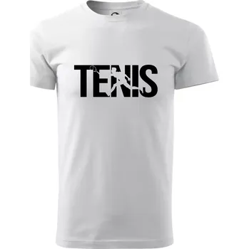 Tenis nápis silueta - Klasické pánské triko vyšší gramáže - 4XL ( Bílá )