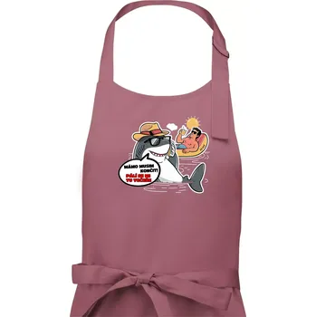 Kuchyňská zástěra Žralok musím končit - Pánská zástěra na vaření - Univerzální velikost ( Starorůžová )