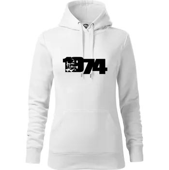 Dámská mikina Husákovo dítě - 1974 - Mikina dámská Cape s kapucí - L ( Bílá )