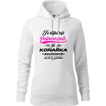 Dámská mikina Je těžké být princezna - koňařka - Mikina dámská Cape s kapucí - 2XL ( Bílá )