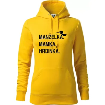 Dámská mikina Manželka mamka hrdinka - Mikina dámská Cape s kapucí - XL ( Žlutá )