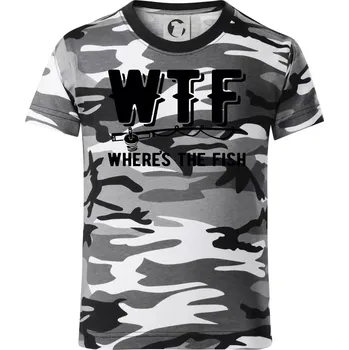 Chlapecké tričko Wheres's the Fish WTF - Dětské maskáčové triko - 146 cm/10 let ( Šedý maskáč )