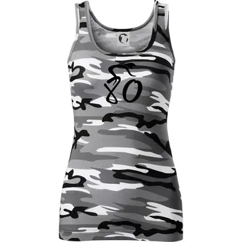 Dámské tričko Cyklista slaví osmdesátiny (80) - Dámské Maskáčové tílko - M ( Šedý maskáč )