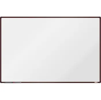 boardOK Bílá magnetická tabule s emailovým povrchem 180 × 120 cm, hnědý rám