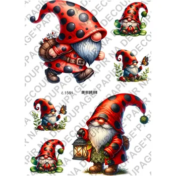 Umělecký papír Rýžový a soft papír na decoupage - Skřítek beruškový - KB01561 Materiál: Soft, Rozměr: A4