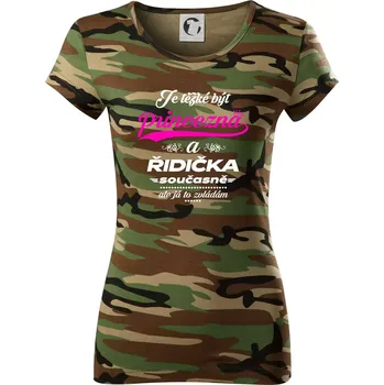 Dámské tričko Je těžké být princezna - řidička - Dámské maskáčové triko - XS ( Hnědý maskáč )