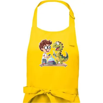 Kuchyňská zástěra Chemik a dinosaurus - kluk - Pánská zástěra na vaření - Univerzální velikost ( Žlutá )