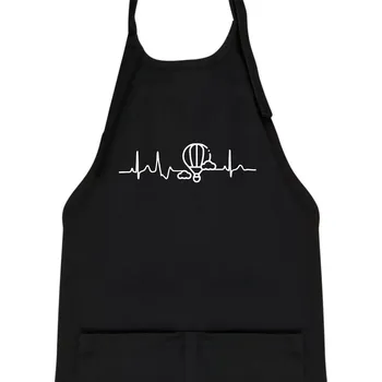 Kuchyňská zástěra EKG létání balonem - Dětská zástěra na vaření - Univerzální velikost ( Černá )
