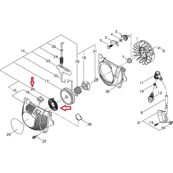 Startér Pružina startéru ECHO CS-500ES, Shindaiwa 452S