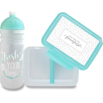 Svačinový box R&B SET Zdravá lahev 0,7l a Zdravá sváča - Fresh tyrkys