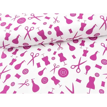 Mirtex Plátno DOMESTIK 145/15741-4 Galanterie Purpurová šíře 150cm Zbytková metráž