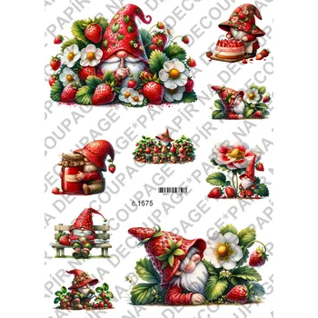 Umělecký papír Rýžový a soft papír na decoupage - Skřítek jahodový - KB01575 Materiál: Soft, Rozměr: A4