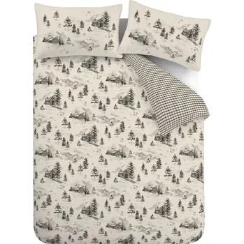 Povlečení Béžové flanelové povlečení na dvoulůžko 200x200 cm Alpine Vilage – Catherine Lansfield ID_1559900