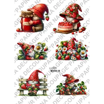 Umělecký papír Rýžový a soft papír na decoupage - Skřítek jahodový - KB01573 Materiál: Soft, Rozměr: A4