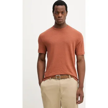 Pánské tričko Plátěné tričko United Colors of Benetton pánské, hnědá barva, 3UTFU10B1 28X, vel. L