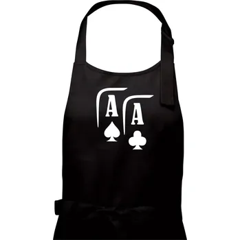 Kuchyňská zástěra Poker AA - Dámská zástěra na vaření - Univerzální velikost ( Černá )