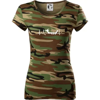 Dámské tričko EKG dračí loď - Dámské maskáčové triko - S ( Hnědý maskáč )