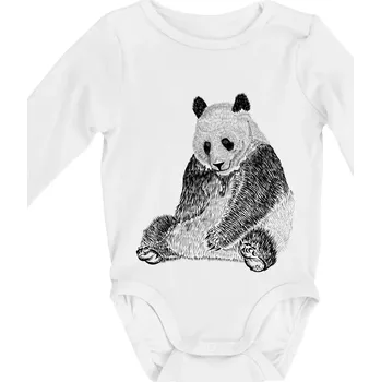 Smutná panda - Body kojenecké s dlouhým rukávem - Dlouhý r. do 3 měs ( Bílá )