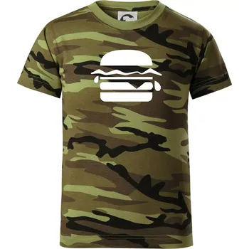 Hamburger ikona - Dětské maskáčové triko - 122 cm/6 let ( Zelený maskáč )