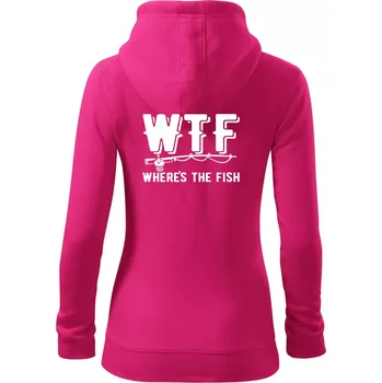 Dámská mikina Wheres's the Fish WTF - Dámská mikina trendy zipper s kapucí - XL ( Purpurová )