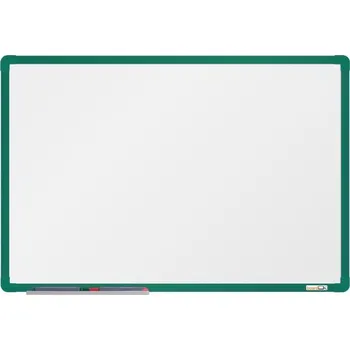 boardOK Bílá magnetická tabule s keramickým povrchem 60 × 90 cm, zelený rám