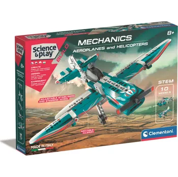 ostatní stavebnice Clementoni Mechanická laboratoř - Letadla a vrtulníky 10 v 1