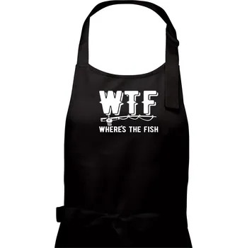 Kuchyňská zástěra Wheres's the Fish WTF - Pánská zástěra na vaření - Univerzální velikost ( Černá )