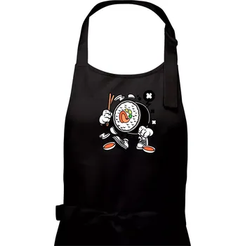 Kuchyňská zástěra Sushiman - Pánská zástěra na vaření - Univerzální velikost ( Černá )