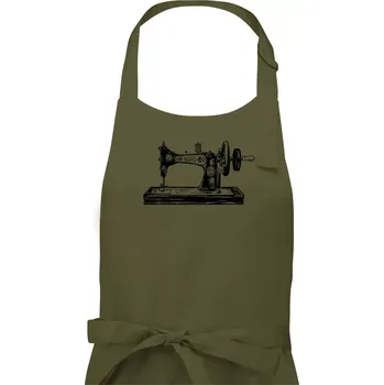 Kuchyňská zástěra Šicí stroj - starý kreslený - Dámská zástěra na vaření - Univerzální velikost ( Khaki )