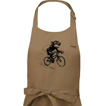 Kuchyňská zástěra Opice s batohem na kole - Dámská zástěra na vaření - Univerzální velikost ( Cappuccino )