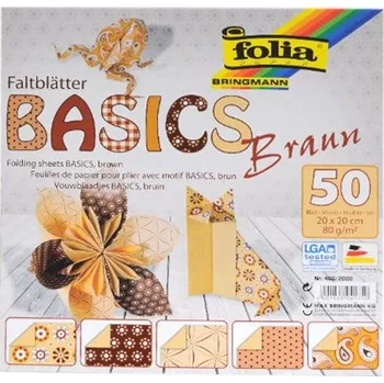 Barevný papír Origami papír Basics 80 g/m2 - 15 × 15 cm, 50 archů - hnědý