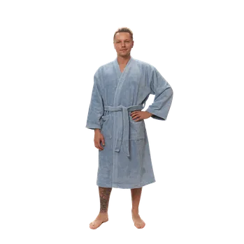 Pánský župan Interkontakt Pánský župan Kimono mikroplyš/bavlna, Mlžná modř L