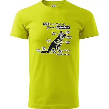 Pánské tričko Německý ovčák - Anatomie - Klasické pánské triko vyšší gramáže - XL ( Limetková )
