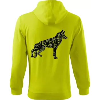 Pánská mikina Německý ovčák - tattoo - Mikina s kapucí na zip trendy zipper - M ( Limetková )