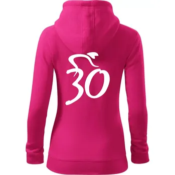 Dámská mikina Cyklista slaví třicítku (30) - Dámská mikina trendy zipper s kapucí - 2XL ( Purpurová )