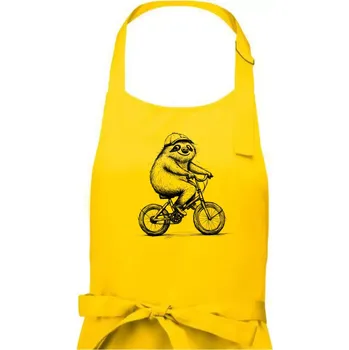 Kuchyňská zástěra Lenochod na kole - Dámská zástěra na vaření - Univerzální velikost ( Žlutá )