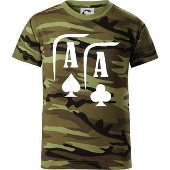 Chlapecké oblečení Poker AA - Dětské maskáčové triko - 146 cm/10 let ( Zelený maskáč )