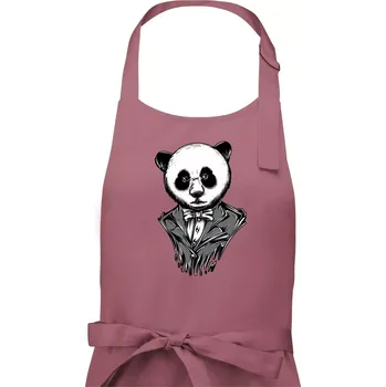 Kuchyňská zástěra Panda gentleman - Pánská zástěra na vaření - Univerzální velikost ( Starorůžová )