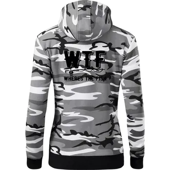 Dámská mikina Wheres's the Fish WTF - Dámská mikina trendy zipper s kapucí - 2XL ( Šedý maskáč )