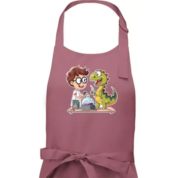 Kuchyňská zástěra Chemik a dinosaurus - kluk - Pánská zástěra na vaření - Univerzální velikost ( Starorůžová )