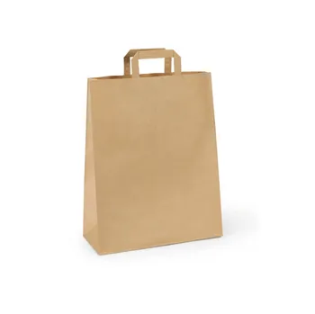 Nákupní taška Papírová taška s plochým uchem 28 × 17 × 27 cm, 80 g - hnědá