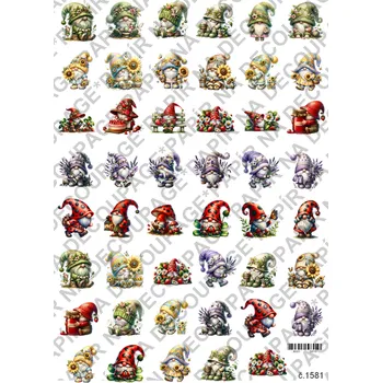 Umělecký papír Rýžový a soft papír na decoupage - Skřítek mix - KB01581 Materiál: Soft, Rozměr: A4