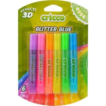 Kancelářské lepidlo Cricco Lepidlo s glitry Cricco, 6 neonových barev, 10 g