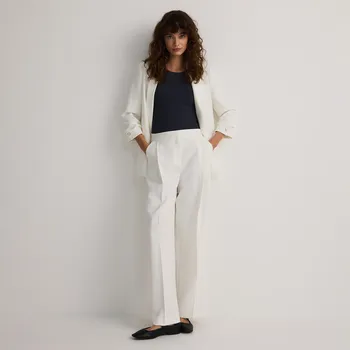 Dámské kalhoty Reserved - Široké kalhoty s pukem - bílá - YH571-00X - YH571-00X-M-2