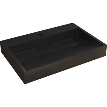 Umyvadlo Cerano Vita Umyvadlo z litého mramoru 70x46 cm, nástěnné i na desku, otvor pro baterii, černá matná, CER-479872