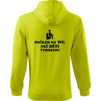 Pánská mikina Počkám na WC než děti vyrostou - Mikina s kapucí na zip trendy zipper - S ( Limetková )