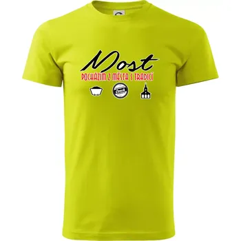 Most město s tradicí - Klasické pánské triko vyšší gramáže - S ( Limetková )