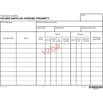Osobní karta na svěřené předměty